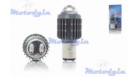 Лампа у фару BA20D 12V 35/35W 2 діода лінза Led LPI