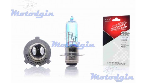 Лампа в фару P15D-25 ( 3ус ) 35w / 35w синяя